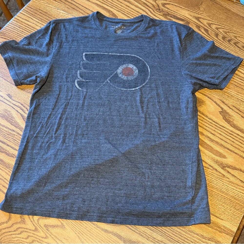 Philadelphia Flyers NHL majestic heather-navy T with logo unisex large